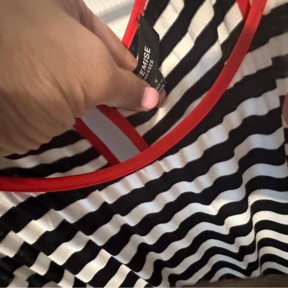 Comfortable black and white striped with red details. Size small maxi dress. - Picture 3 of 5